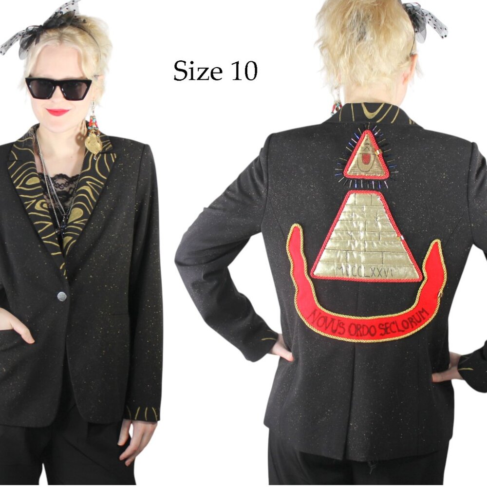 Desperately Seeking 80s Pyramid Style Size 10 Black Glitter Susan Jacket